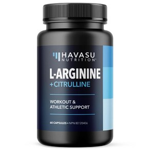 (캐나다 직송) L-아르기닌 L-시트룰린 보충제 지구력 운동 능력 지원 590 mg L 아르기닌 + 시트룰린 266 60정, 60 카운트