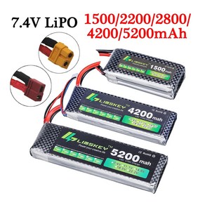 RC 비행기 드론 쿼드로터 자동차 배터리 부품 74V LiPo 1500 2200 2800 4200 5200 6000mAh 35C 2S 전원, 2)2S 1500mah T, 1개