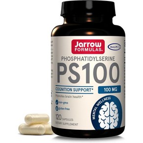 Jaow Fomulas 자로우 포뮬러 PS100 포스파티딜세린 100mg 뇌 건강 및 인지 지원을 위한 식이 보조제 120캡슐 최대 120일 공급, 120정, 1개