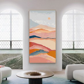명화그리기 대형 유화 아크릴화 쉬운그림 캔버스페인팅 해 일출 세로 풍경화 60x120cm, 명화그리기 70x140, 1개