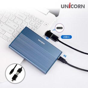 유니콘 USB3.2 Gen2 2.5인치 HDD SSD 외장하드케이스 A+C젠더 알루미늄 간편조립 HDD-800VA, 2TB