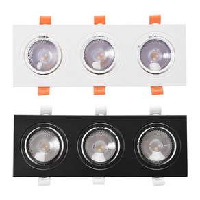 엘포스 COB LED 24W 사각 멀티3구 집중형 회전 매입등 다운라이트, 화이트 전구색, 1개