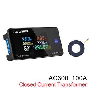 KWS-AC300 AC 50-300V 6 in 1 전력 에너지 미터 LED AC 전력계 0-10/100A 전류계 전력 검출기