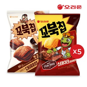 오리온 꼬북칩 스테이크와사비(80g)5개 + 초코츄러스(80g)5개, 꼬북칩 스테이크와사비5 + 초코츄러스5, 1개