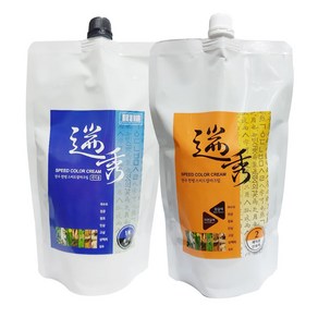 천수 한방 스피드 칼라크림 1제500g+2제500g/암모니아없는 염색 새치염색