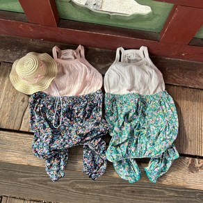 포레스펫 강아지 할매 나시 올인원 강아지 몸빼 촌캉스 강아지봄여름옷, 1개, 그린
