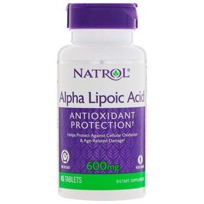 Natol Alpha Lipoic Acid Time Release - 600 mg - 45 Tablets Natol 알파 리포산 시간 방출 - 600 mg - 45 정제, 1개