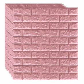 곰팡이방지벽지 접착 자체 종이 3D 방수 패널 데코 폼 벽돌 벽지 타일 70x38cm 홈 벽 거실, Pink, 3mm