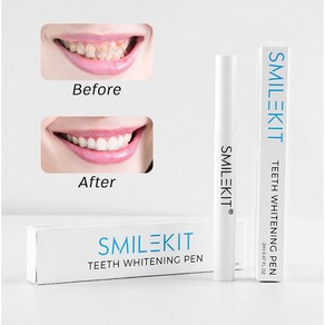 SMILEKIT 휴대용 치아미백펜 아름다운 하얀 치아 클리너 얼룩 누런때 제거 브라이트닝 젤펜 셀프 치아 미백 제 3P, 2ml, 3개