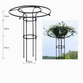 식물 정원 지주대 이중 원형 화분 조립식 지지대, 11)단일원형/블랙/65cm- 직경20cm