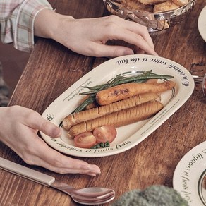 파밍스 마켓 도자기 레터링 카페 오발 플레이트 접시 카레 27.5cm, 머그, 1개