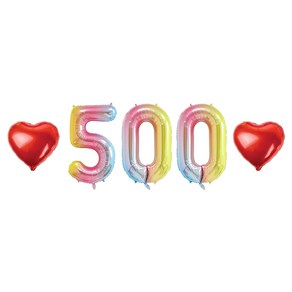 500일 숫자 하트 풍선 세트, 03.레인보우 500