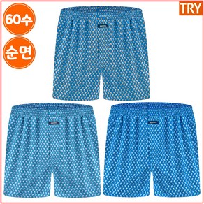 트라이 고급 60수 순면 사각 남자 트렁크 팬티 3매입 C1F3