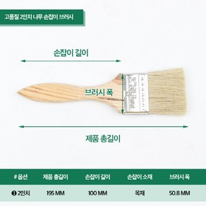 5개묶음 2인치 페인트붓 다용도 평붓 50.8mm, 5개