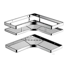 오라플 욕실 무타공 코너선반 2종세트, 2세트, 스텐