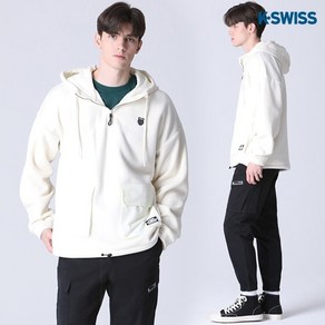 케이스위스 [케이스위스(K-SWISS)] 아웃포켓 반집업 기모 후드티