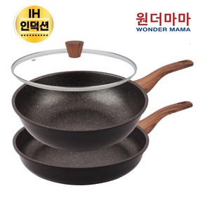 [세트상품] 국내산 원더마마 헤스티아 블랙 IH인덕션 궁중팬 28cm + 유리뚜껑 28cm ( 평일 오후 2시 이전 주문건 ), 프라이팬 28 + 궁중팬 28 + 유리뚜껑 28, 1개