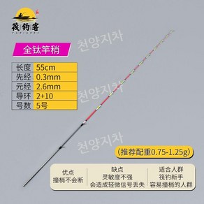 바다 초릿대 티타늄 바다선상 한치 문어 밤낚시, (옵션1) 티타늄 5호