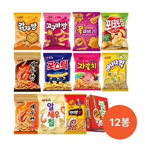 농심 과자 12종 (감자깡+고구마깡+꿀꽈배기+포테토칩+새우깡+포스틱+자갈치+바나나킥+매운새우깡+알새우칩+인디안밥+닭다리), 1개, 720g