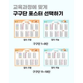 예스 구구단 포스터 학습벽보 가로형 [1단~10단 11단~19단] 곱셈 포스터, 11단~19단, 하늘색, 1개