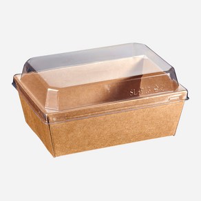 서비스팩용기 SL-P13-4 종이/PET 용기+뚜껑 800세트 450ml [샐러드 샌드위치 베이커리 델리 직사각(소) 포장용기 배달용기 등], SL-P13-4(크라프트), 1개