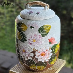 분청 일자 투톤 목단 쌀독 10kg 소금항아리 쌀통