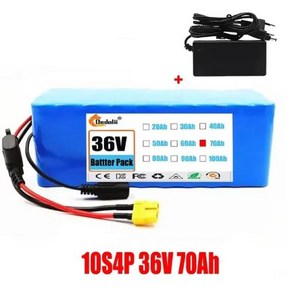 전기 자전거 BMS 및 충전기 18650 리튬 배터리 팩 10S4P 36V 100Ah 500W 고전력 배터리 36V 100000mAh, 1개, 1개입