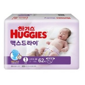 하기스 맥스드라이 밴드형 기저귀 남녀공용, 1단계, 62매