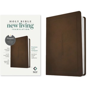 (영문도서) NLT Premium Value Compact Bible Filament Enabled Edition (Leatherlike Dark Brown Framed Cross) Imitation Leather