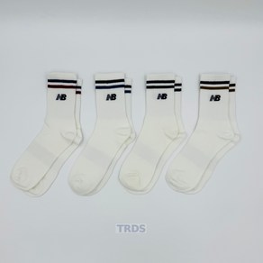 [NB] 뉴발란스 남성 스포츠 양말 크루삭스 중목 4족 1세트, 26cm(25~27cm), 화이트, 4개