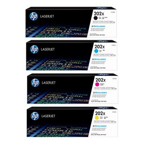 HP colo lasejet PRO M281fdw 정품토너 4색1세트 CF500X/CF501X/CF502X/CF503X 검정 3 500매/칼라 2 500매 대용량 NO.202X, 1개, 검정+컬러