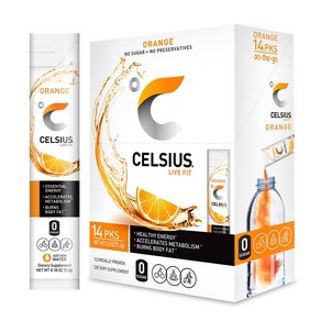 CELSIUS 건강한 에너지 메타볼리즘 14스틱 오렌지향, 1개, 14포