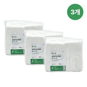 수성 탈지면 절단솜 화장솜 대용량 450g, 3개, 4cm X 4cm