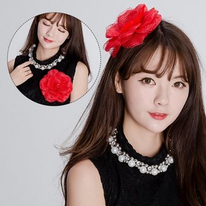 파티쇼 레이스장미머리핀 파티머리띠 머리핀, 단품, 단품
