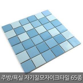 중앙데코 자기질 모자이크타일 65종 (10장이상 부자재 사은품), 27.4802-456/48mm 하늘믹스유광, 1개