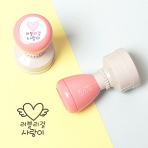 두루디자인 베이직 빅 원형 스탬프, 피치핑크, 잉크 검정