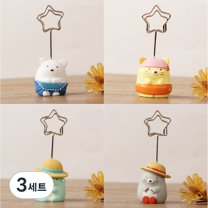 사무실 책상 메모 꽂이 메시지 홀더 귀여운 동물 세트, 메모 꽂이 캐릭터 4종, 3세트, 1개