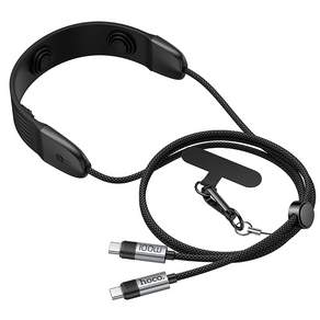 hoco U145 C to C 100W 고속충전 케이블 목걸이 마사지기능 고속 충전케이블, 블랙, 1개, 70cm