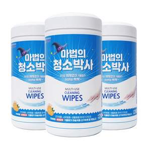 유한 청소용 물티슈 대형 200매 3통 주방 인덕션 식탁 위생 청소 물티슈 찌든때 기름때 제기 멀티크리너 세정티슈, 3개