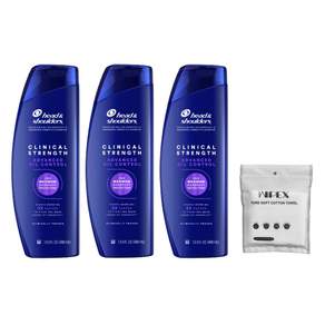 헤드앤숄더 클리니컬 스트렝스 어드밴스드 오일 컨트롤 샴푸 400ml 3개 + wipex 퓨어 소프트 코튼 타월 6개입