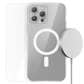 베이스어스 마그네틱 아이폰 휴대폰 15시리즈 투명 케이스 보호필름 표함, 1개