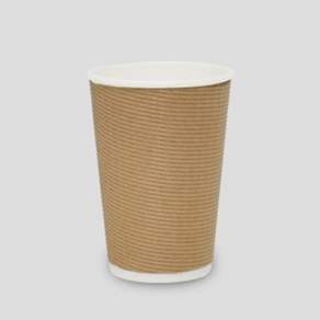 [소분] 3중 단열 종이컵 엠보싱 크라프트 50개 13oz