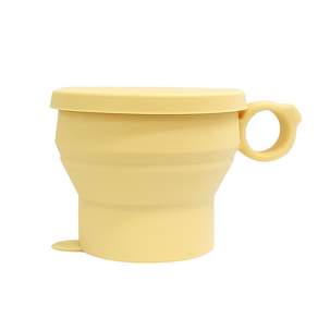 더하리 국산 실리콘 접이식 컵 캠핑 등산 머그컵(뚜껑포함), 1개, 버터옐로우