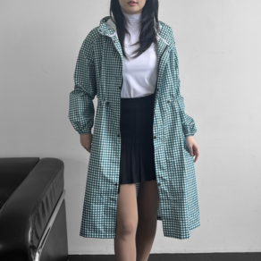스타니 new 고급 골프 등산 비옷 우비 우의 레인코트 여성 바람막이, 1개, 초록 잔체크