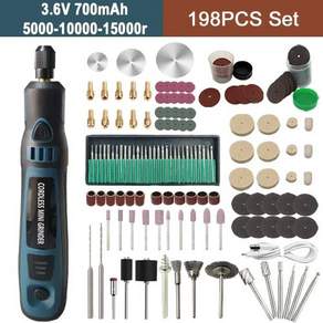 핸드그라인드 무선 전기 드릴 핸드 미니 연마기 옥 연마 타각기 회전 공구 8V 800028000r, 3.6V 198PCS Set, 1개