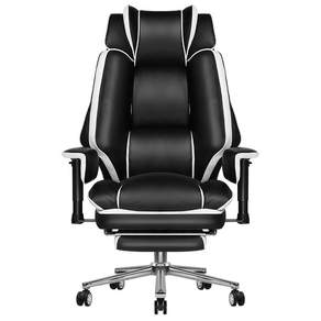 벤트론스 침대형 중역의자 하중150KG 게이밍 의자 컴퓨터 사무용 가죽의자 리클라이너 160도 틸팅조절 발받침대 2D팔걸이, 블랙