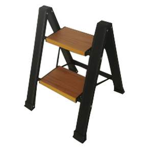 STONE PANDA 암리스 우드 그레인 스탭 사다리 2단 블랙 BF-182BW 발판 길이 26cm, 1개