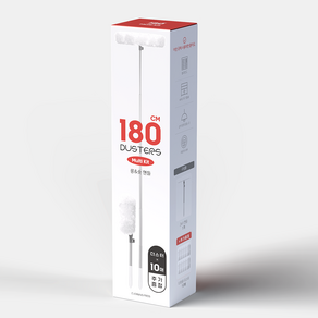 360도 양면 더스터 먼지털이 40~180cm핸들+리필10매 세트 정전기 먼지포, 화이트, 1개