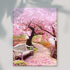 엔픽아트 캔버스형 보석십자수 40 x 50 cm, MK127 벚꽃나무 길, 1개