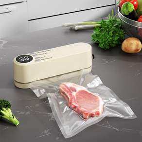 SMABAT 무선 진공 포장기 휴대용 식품 진공포장기 의류 압축기 진공 펌프 가정용 포장기 타입C 충전 지퍼백 펌프헤드 포함, 베이지